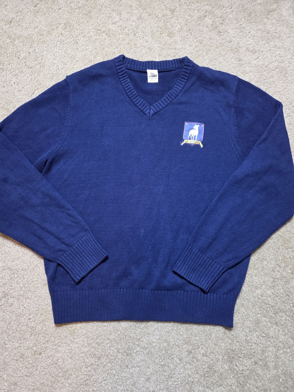 Ted Lasso AFC Richmond Blue V-Neck Cosplay Costume Sweater L